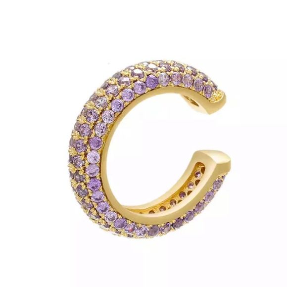 RAWLUXE Jewelry - LIGHT PURPLE LAVENDER CZ MICRO PAVE C EAR CUFF FAUX PIERCING TREND EAR CUFF NIB